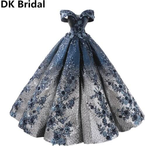 New Silver Blue Evening Dresses vestido de festa Appliques Floor Length Elegant Evening Formal Gowns Banquet Party Prom dresses