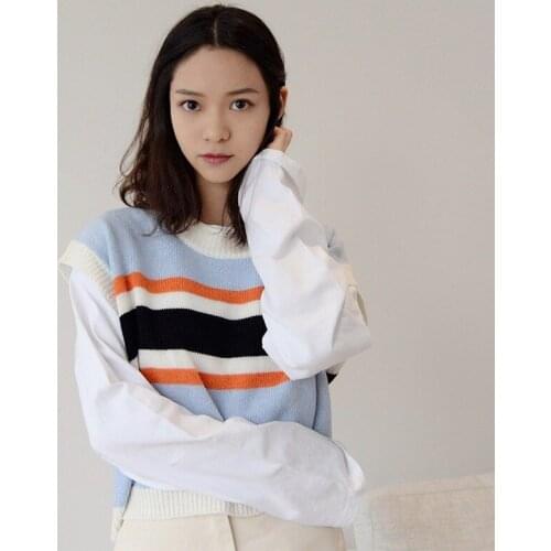 New Womens Vest, V-neck Vest, Sweater, Waistcoat, All-match Sweater, Korean Version, Short Waistcoat, Loose Wool