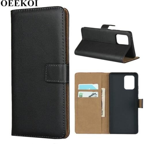 OEEKOI Genuine Leather Wallet Flip Cover Case for Samsung Galaxy A91 with Card Slots Holder