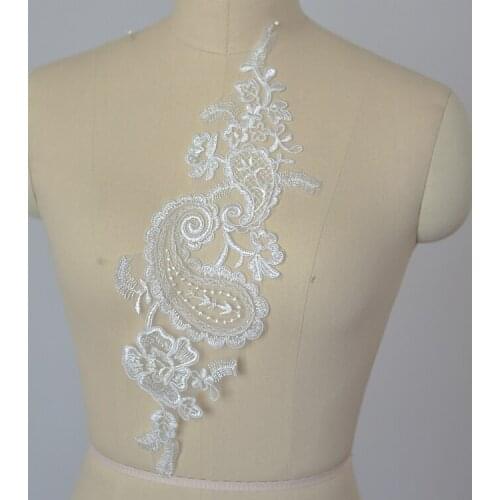 Off whiteembroided lace aqqlique accessories wedding veil bag handmade diy material clothes design