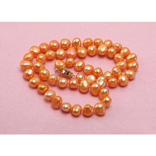 35cm 40cm 43cm 14'' 15'' 17'' Women Jewelry 9mm orange baroque freshwater pearl necklace AAA natural pearl top quality gift
