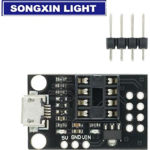 Pluggable Development Board For ATtiny13A/ATtiny25/ATtiny45/ATtiny85 Programming Editor Micro Usb Power Connector