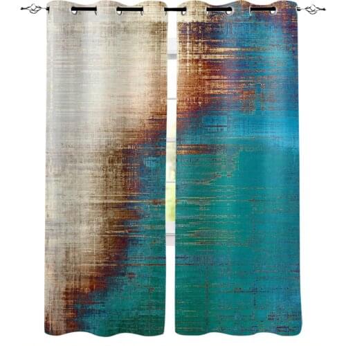 Luxury Curtains Vintage Style Blue Beige Art Blackout Curtain for The Bedroom Home Decor Living Room Kitchen Blackout Curtain