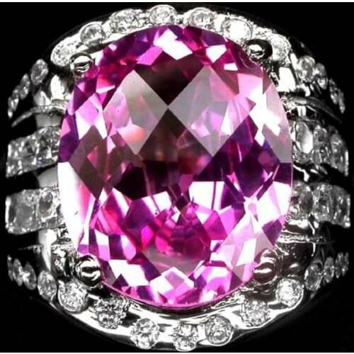 Luxury Women Pink Oval Cut Zircon Rings for Wedding Engagement Promise Bridal Set Jewelry