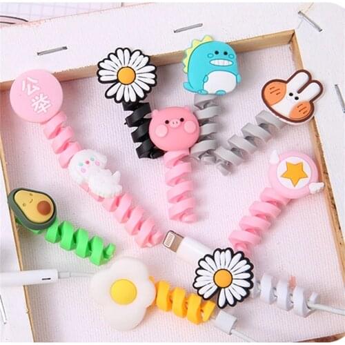 Cartoon Flower Fruit Animal Usb Protector Cable Case Clip For Iphone 6 Plus 6s 7plus Cover Winder Cord Protector Wire Organizer