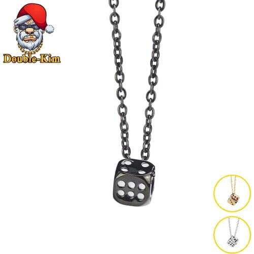 Lucky Dice Pendant Necklace Men Hiphop Street Culture Titanium Stainless Steel Fashion Trendy Gold Necklace Man Jewelry Gift