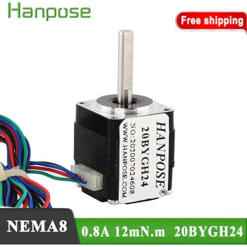 New products Free shipping Nema8 Stepper Motor 20BYGH24 0.8A 12mN.m 24mm 20 Series motor for dvertising instrument stepper motor