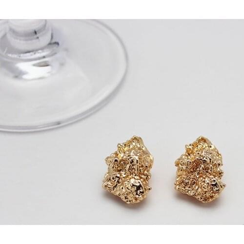 TARCLIY Trendy Geometric Metal Lava Fold Texture Shaped Ear Stud Exaggerated Irregular Alloy Earrings Women Jewelry Accessories
