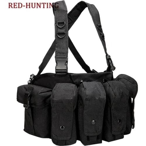 Outdoor Simple Vest with AK 47 Magazine Carrier Combat Military Camouflage Tactical Vest Airsoft Ammo Chest Rig