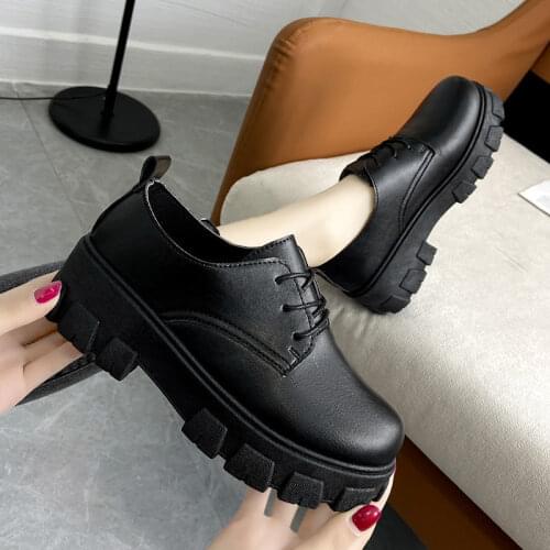 Women Heels Small Leather Shoes Womens Spring 2021 New Thick-soled High-heeled British Style Work Casual Black Work Shoes
