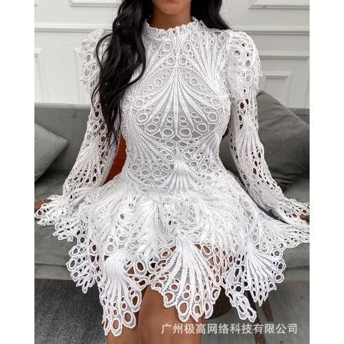 Womens 2021 New White Lace Hollow Dress Dress Summer 2020 White Dress Dresses for Women