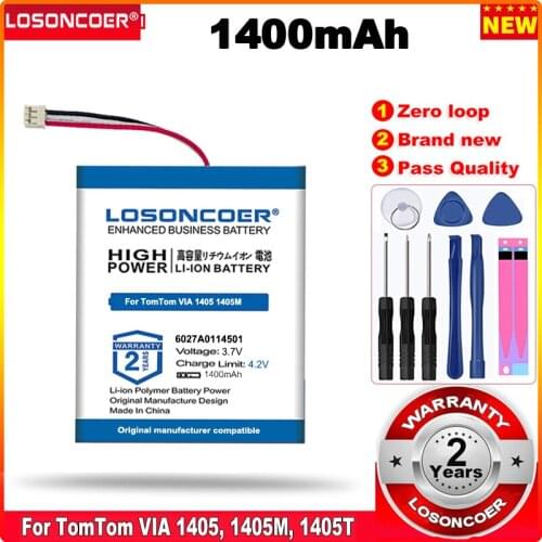 0 Cycle 100% New 1400mAh Battery 6027A0114501, KL1 for TomTom VIA 1405, 1405M, 1405T, 1435T, 1435TM, 1505, 1505M, 1505T, 1535T