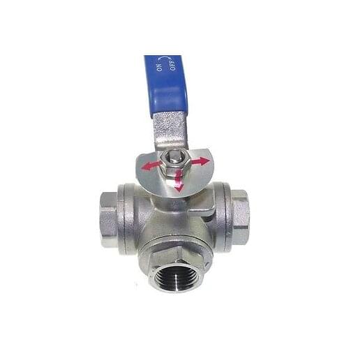 1PCS DN25 G1" Port Size Female 3-Way T-Port 304 Stainless Steel Ball Valve