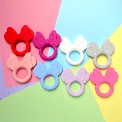 1PCS Cartoon Mouse Head Silicone Teether DIY Baby Food Grade Teething Pacifier Chain Bead Baby Sensory Care Gift
