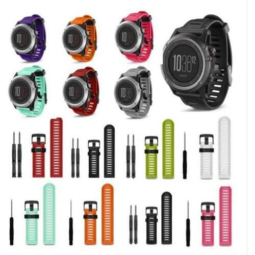 100pcs Replacement Silicone Watchbands Sport Silicone wrist Strap for Garmin Fenix 3 /Fenix 3 HR GPS Watch With Tools DHL Ship