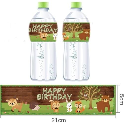 12pcs Woodland Animals Mineral Water Bottle Label Jungle Safari Animals Party Decor Stickers Woodland Animals Birthday Decor
