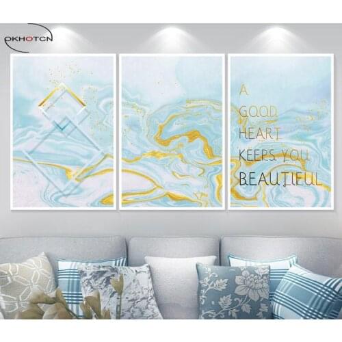 Unframed 3 Pieces/Set A Good Heart Will Keep You Beautiful Abstract Painting Canvas Art Paintings For Living Room Decor