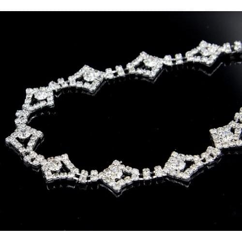 5Yards Crystal Clear Rhinestone Beaded Trim Chain For Headbands Bridal Wedding Dress Clothing Decor