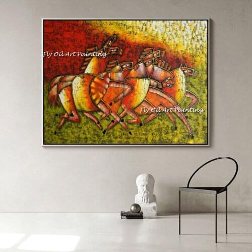 Large Original Picasso Horse Handmade Oil Paintings Wall Art Colorful Animal Posters Wall Picture For Living Room Home Decor