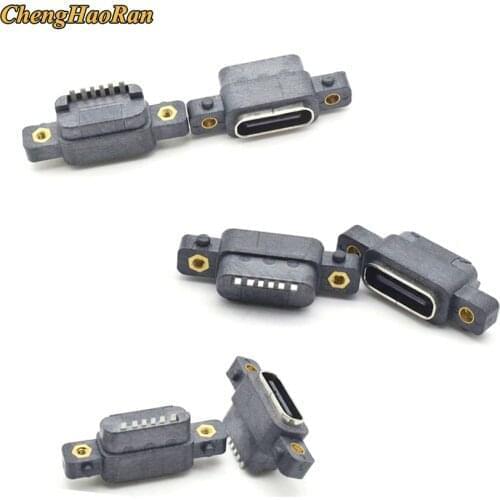 ChengHaoRan Type-C USB 3.1 6Pin Female SMD DIP Connector With Screw Hole For DIY PCB Design High Current Fast Charging Port