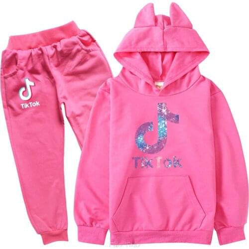 Kids Boys Girls Hoodies Pants Suit Tik Tok Childrens Clothing Sweatshirts Casual Fashion Pullover Jogging Pant