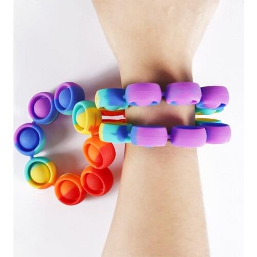 Push Bubble Bracelet Simple Dimple Fidget Toys Silicone Stress Reliever Toy Gift for Kids Adults Concentration Training
