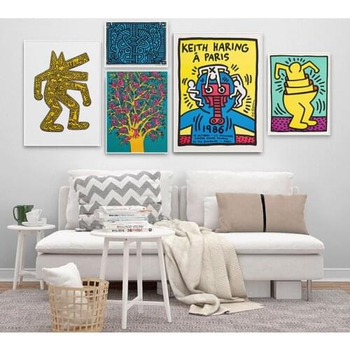 Canvas Painting Nordic Abstract Poster and Print Cartoon Wall Art Retro Exhibition Poster from 1986 for Living Room Home Decor