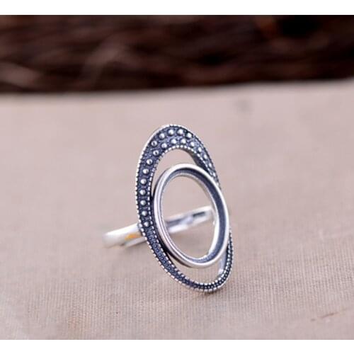 Ring Blank (10x14mm Oval Blank) Adjustable Thai Sterling Silver Ring Base Oval Cabochon Ring Setting R804B
