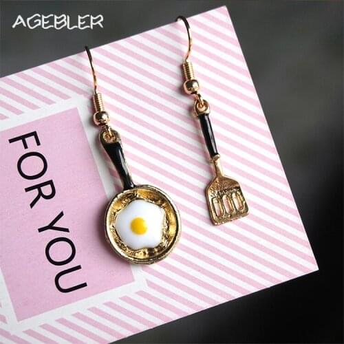 Creative Drop Earrings for Women Girl Original Design Cut Pot Egg Pattern Elegant Jewelry Dangle Long Earrings Black Brinco