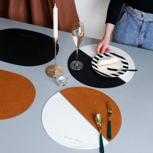 Creativity Leather Home Oval Placemat Waterproof Oil-proof Insulation Place Mat Double-sided Coasters Bowl Pad Decoration