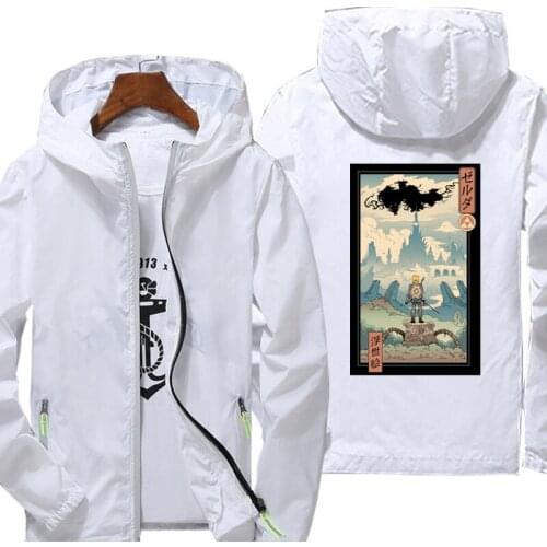 Jacket spring autumn fashion Ukiyo-e print print top mens casual zipper jacket mens jacket large