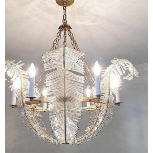 All copper American VC chandelier living room villa dining room luxury bedroom minimalist designer leaf crystal decorative chand