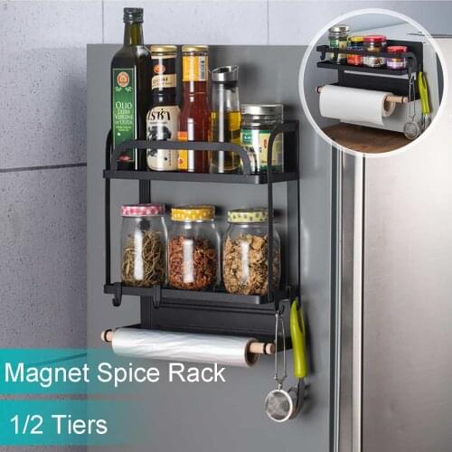 Magnetic Adsorption Refrigerator Side Rack Wall-mounted Multi-function Storage Holder Kitchen Paper Towel Shelf Rack Organizer