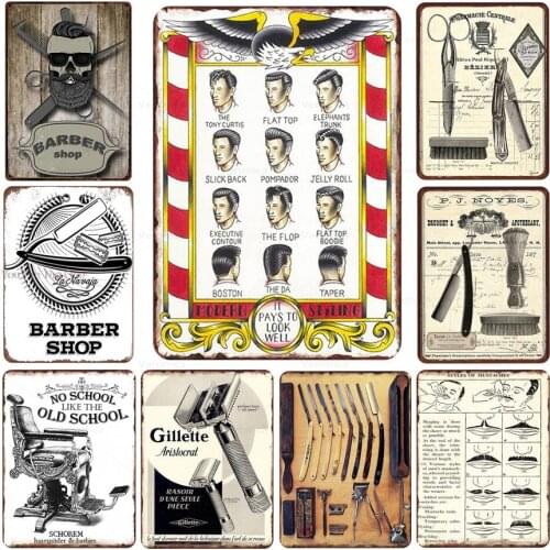 Barber Shop Metal Tin Sign Vintage Plaque College Dormitory Decoration Haircut Shaved Beard Art Wall Stickers Home Decoration