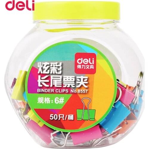Moden 15mm Size Deli Paper Clip Metal Colorful Long Clips Office Binder Clips 60pcs A Set School Supplies 8556 Paper Clips