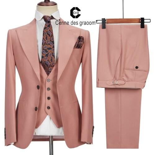 Cenne Des Graoom Men Suits Costume Homme Tailor-Made Blazers Vest Pants 3Pcs Set Wedding Dress Groom Formal Business Work Wear