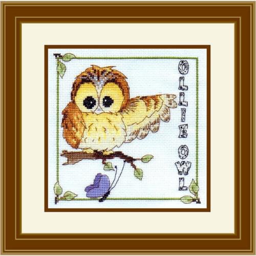 Fishxx Cross Stitch Kit A3270 Owl Small Picture Cute Cartoon Animal Precision Printing Embroidery