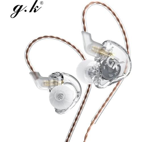 GK GST Earphones 1DD+1BA Hybrid HIFI Bass Earbuds In Ear Monitor Headphones Sport Noise Cancelling Headset Detachable 0.75mm