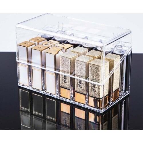 New Arrival 18 Grid Transparent Lipstick Holder Clear Acrylic Lipstic Display Stand Sundry Storage Box Cosmetic Makeup Organizer