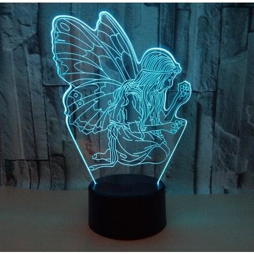New Angel 3d Nightlight Remote Control Colorful Touch Led Visual 3d Desk Lamp Gift Atmosphere 3d Table Lamp