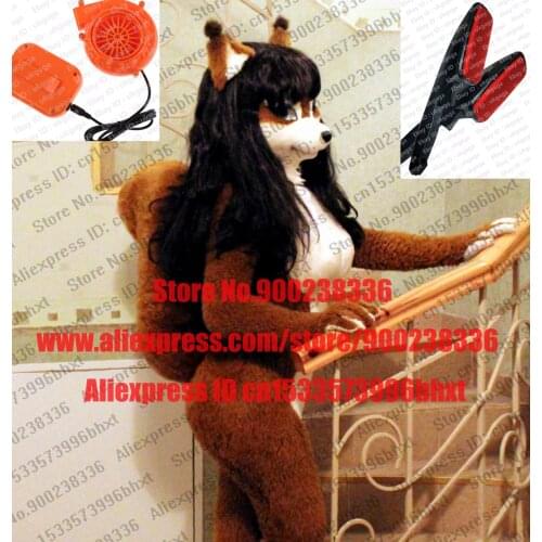 3-D Eyes Fursuit Fullsuit Miss Fox Ladies CatWomens Teen Costumes H7U BLUE Dog Fox Furry Suit Custom For Child Adult