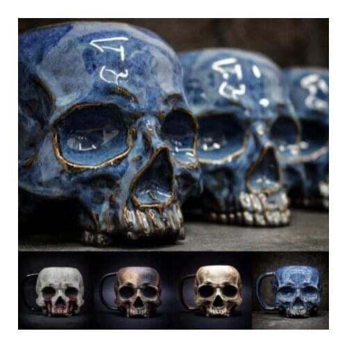 Halloween Resin Skull Cup Beer Mug Simulation Barrel Beer Double Wall Drinking Insulated Halloween Bar Drinkware Gift Decoration
