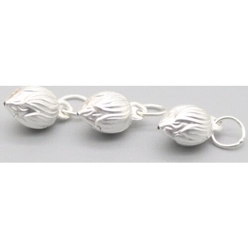 S999 Pure Silver Retro Taiyin 3D Hard Real Silver Baby Bless Small Lotus Charms Red Rope Womens Bracelet Accessories