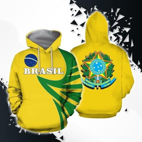 PLstar Cosmos National Emblem Brazil Flag 3D Printed Hoodies Sweatshirts Zip Hooded For Men And Women Casual Streetwear Style-15