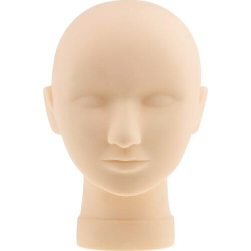 Eyelash Practice Training Head for Makeup Cosmetology , Flat Soft Silicone Head with Mount Hole