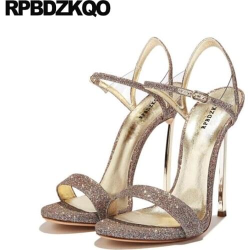 11 Bridal Pumps Stiletto Two Strap Sandals Drag Queen Pvc Wedding Bling Women Sequin High Heels Shoes Glitter Paillette Size 10