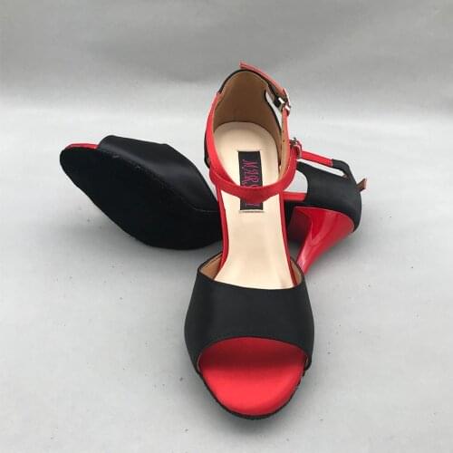 Latin Dance Shoes women Salsa shoes pratice shoes comfortable shoes MS6257BR 7.5cm heel High heel low heel