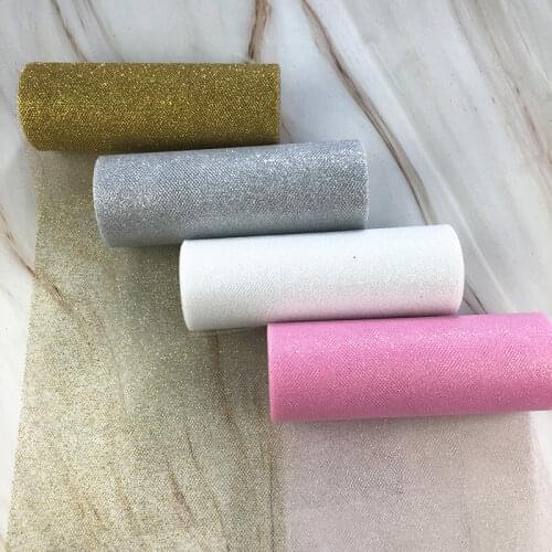 10Yards 15cm Glitter Tulle Rolls Glitter Sequin Tulle Mesh Baby Shower Tutu Skirt Organza Table Runner Wedding Party Decoration