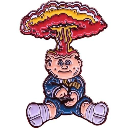 Garbage pail kids badge anti-pop culture pin Adam Bomb brooch funny nostalgic childhood collection gift