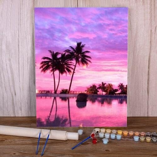 Landscape Seaside Coloring By Numbers Painting Complete Kit Oil Paints 50*70 Canvas Pictures Decorative Paintings Handiwork